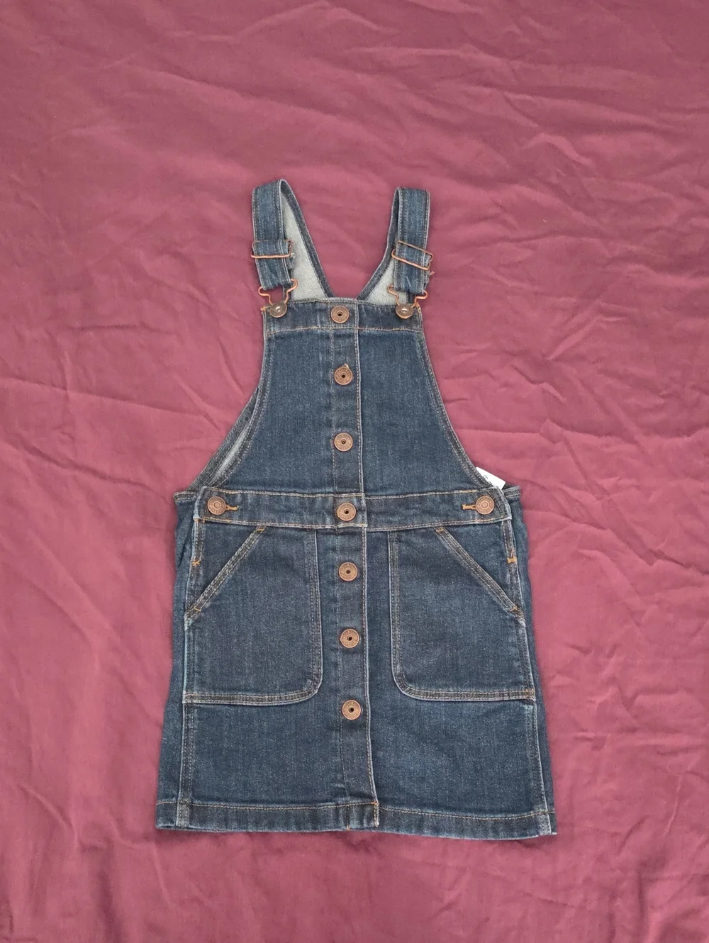 OshKosh B'gosh Dark Blue Denim Button-Front Overall Dress